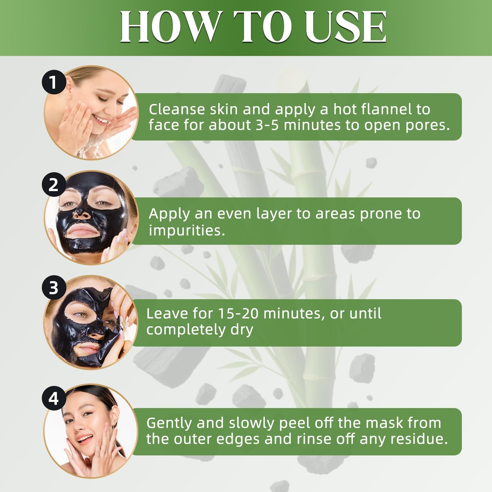 Blackhead Remover Mask,Bamboo Charcoal Peel Off Face Masks, Deep Cleansing fo…