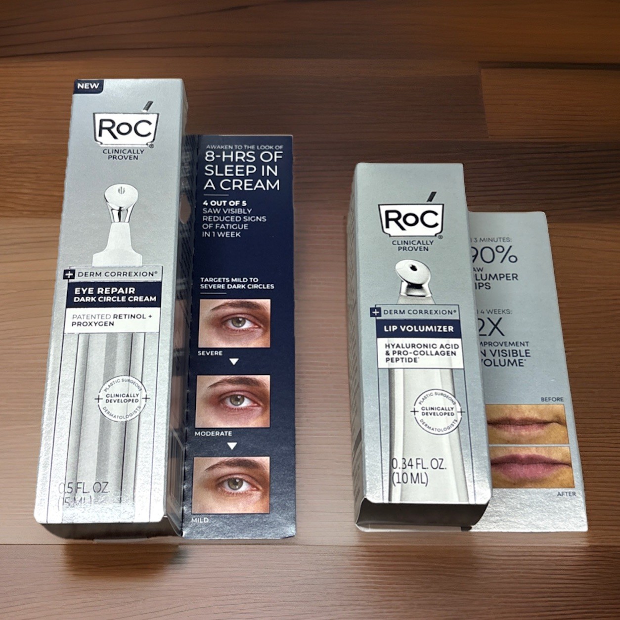 RoC Derm Correxion Eye Repair .5 fl oz & Lip Volumizer .34 fl oz. NIB!!
