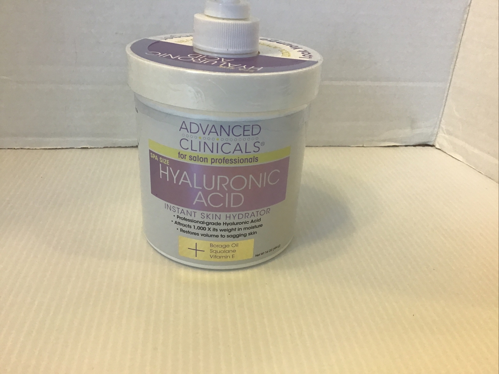 Advanced Clinicals Spa Size Hyaluronic Acid Cream Skin Hydrating 16 Oz (454g)