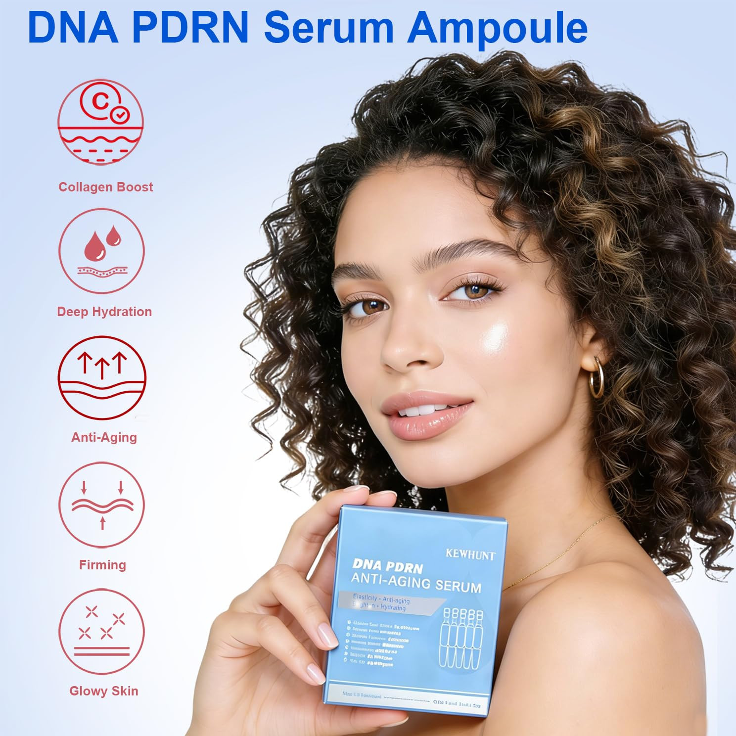 Salmon DNA PDRN Anti-Aging Facial Serum, 10,000Ppm Salmon Egg DNA Ampoule, 3000P
