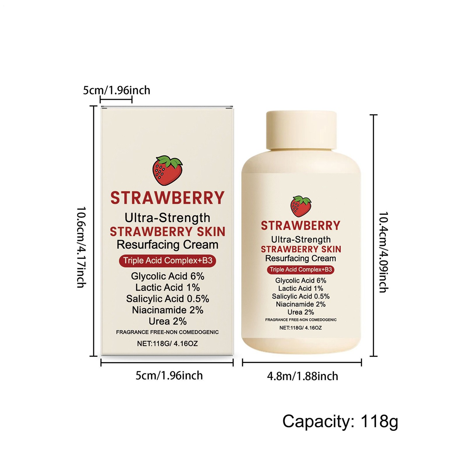 Strawberry Skin Resurfacing Cream, Soothing Moisturizer for Repair & Nourishment