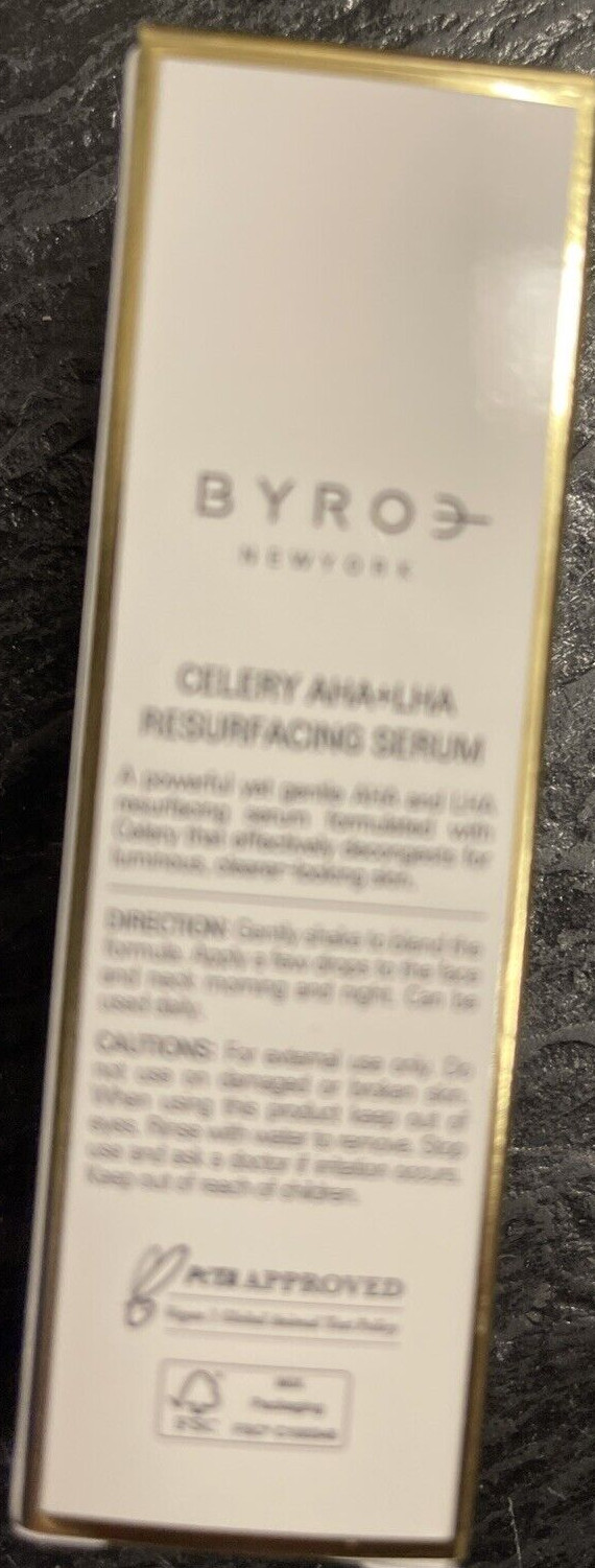 Byroe New York Celery AHA + LHA Resurfacing Serum 1.01 fl oz / 30 ml BNIB RTL$86