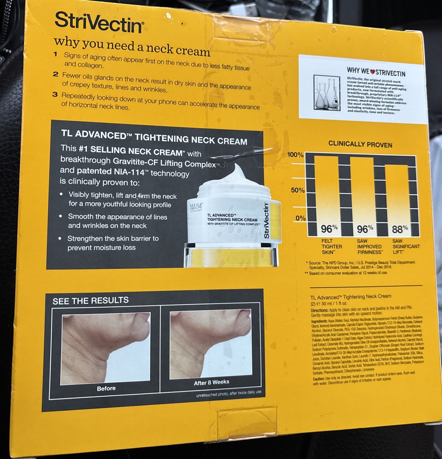 Lot Of 2 Strivectin TL advanced Neck Tightening Cream with NIA114, 1oz Each