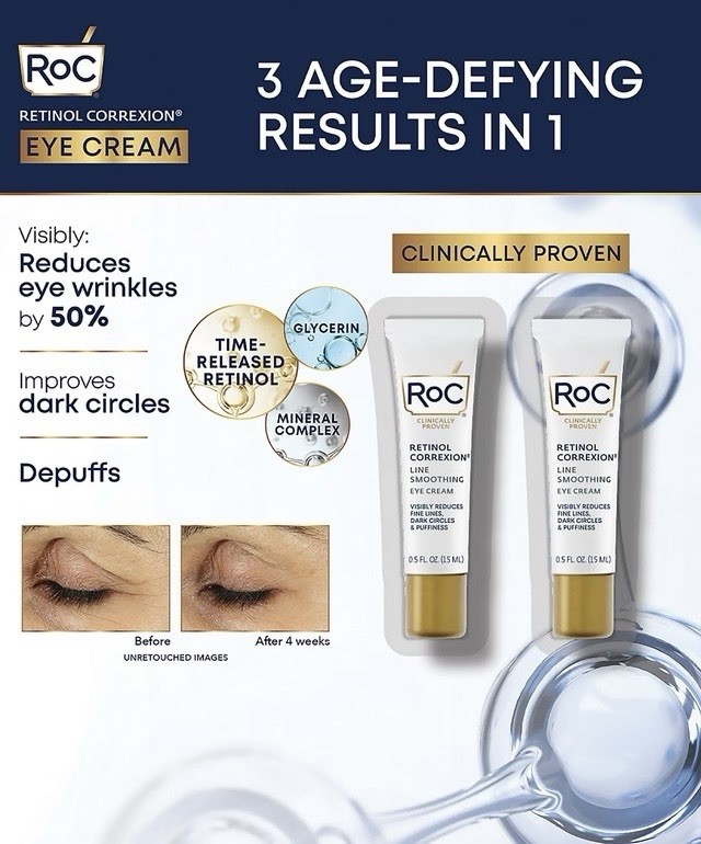 (2PACK) ROC Retinol Correxion Line Smoothing Anti-Aging 0.5 Fl Oz Eye Cream
