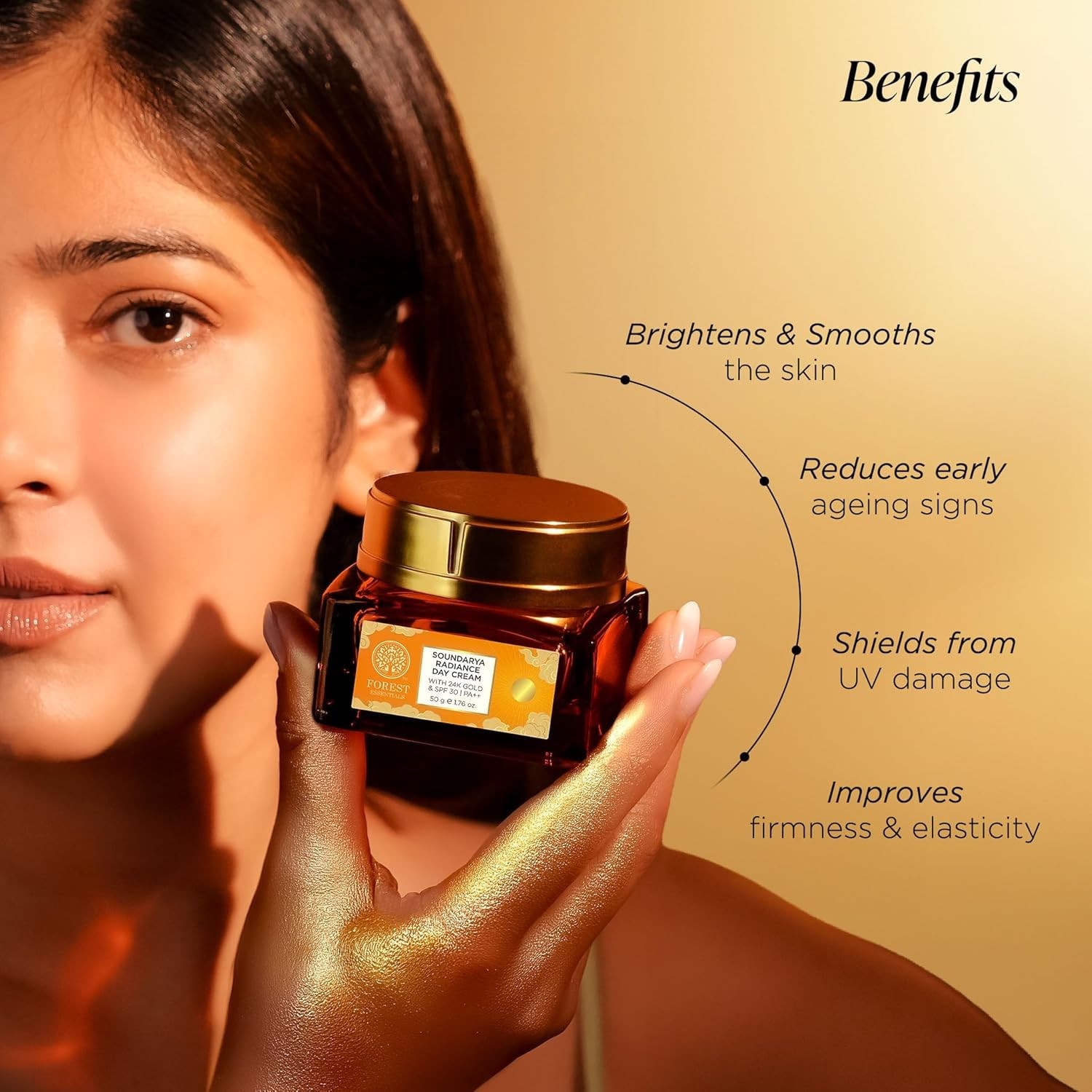 Forest Essentials Bestselling Soundarya Radiance Day Cream 24K Gold SPF 30, 50g