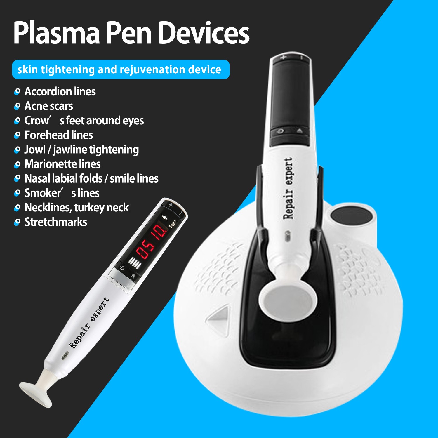 Portable Plasma Face Lifting Pen Cold Ozone Anti Acne Skin Rejuvenation Machine