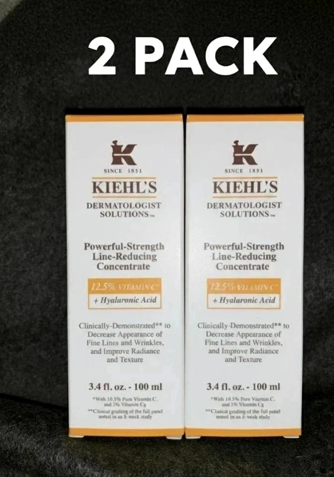2 PACK KIEHL’S Powerful Strength Line Reducing Concentrate Hyaluronic 3.4 oz new