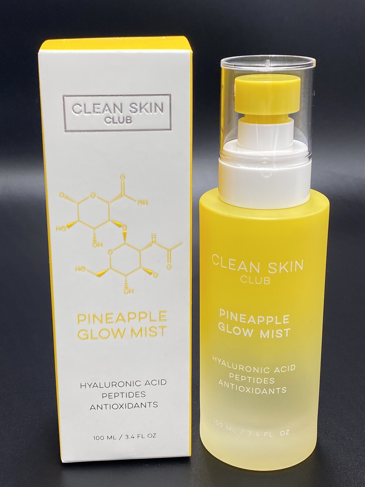 Clean Skin Club Pineapple Glow Mist Hyaluronic Acid Peptides Antioxidants 3.4oz
