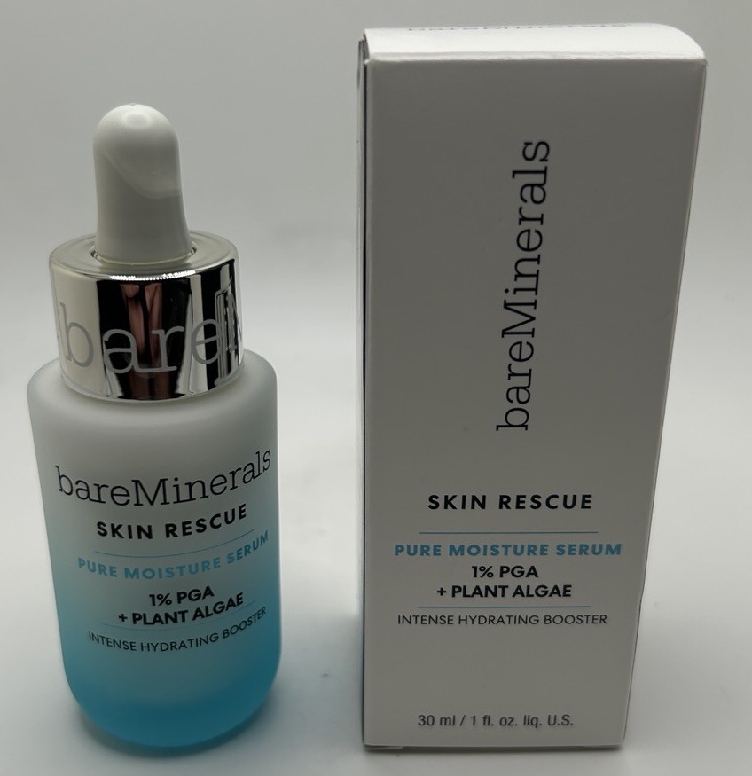 bareMinerals Skin Rescue Pure Moisture Serum – 1% PGA + Plant Algae – 1 oz NIB
