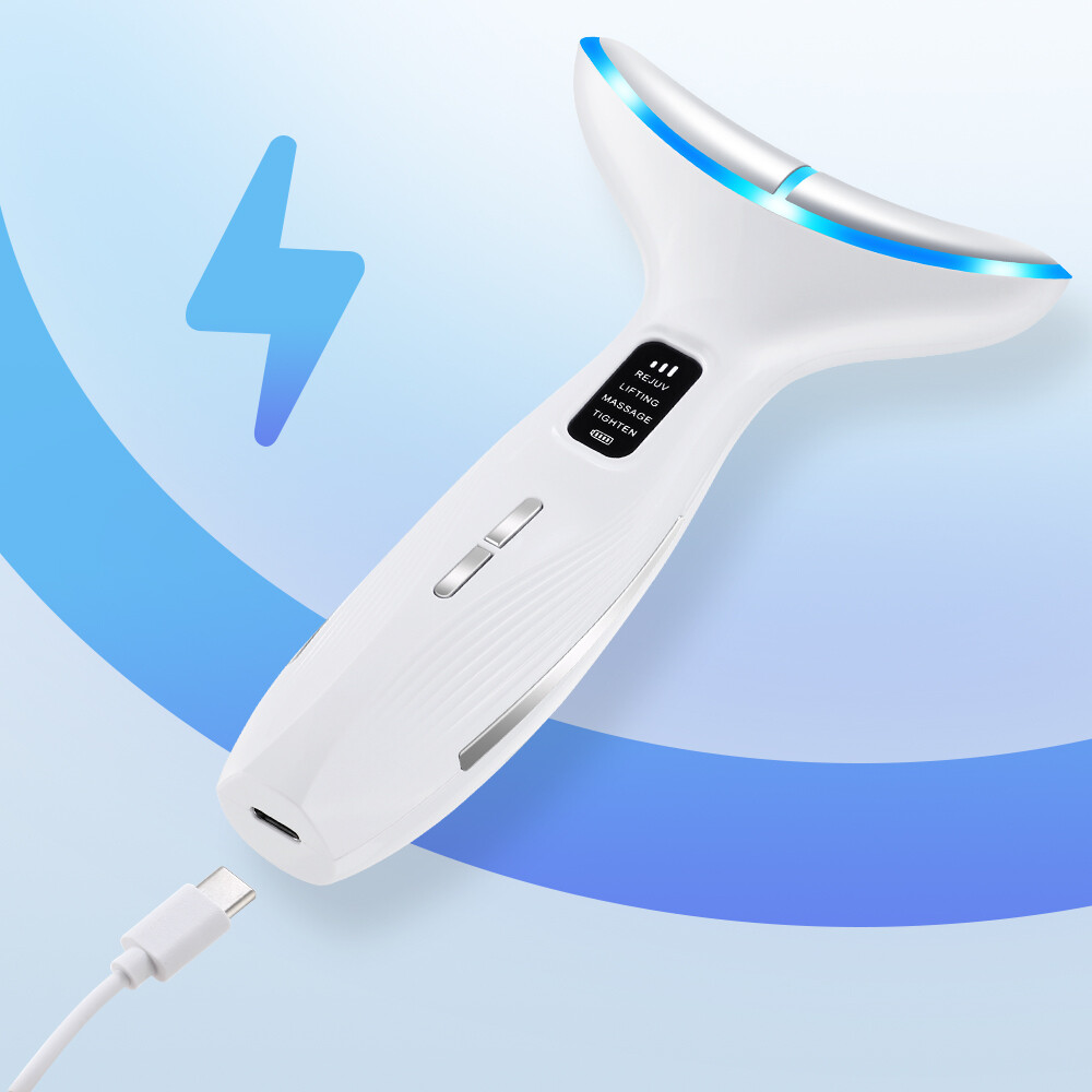 Neck Face Lifting Massager LED Light Therapy Anti-Wrinkle Skin Tightening Device