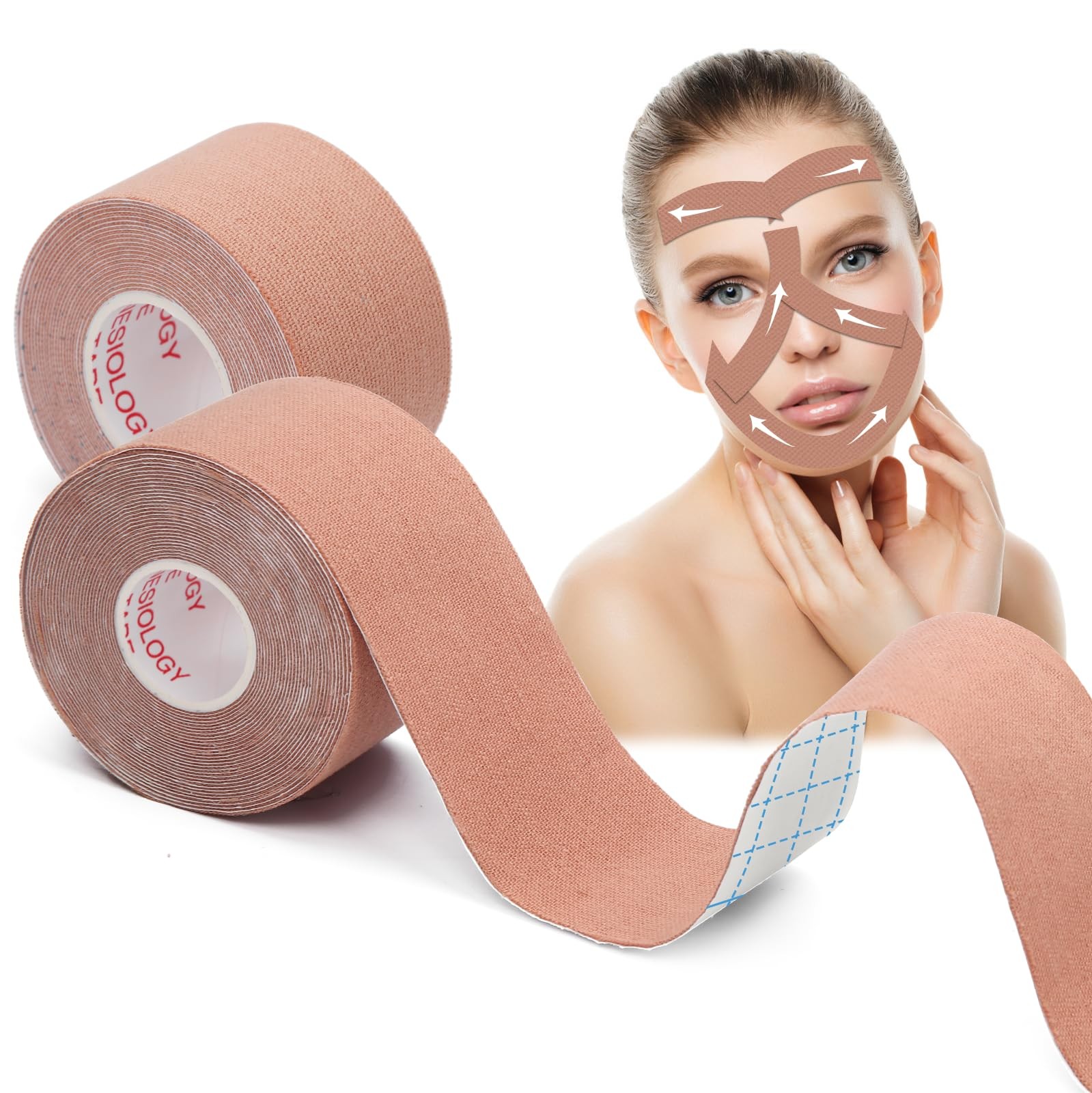 2 Rolls Facial Myofascial Face Lift Tape, Neck Forehead Smooths Wrinkles, Unis