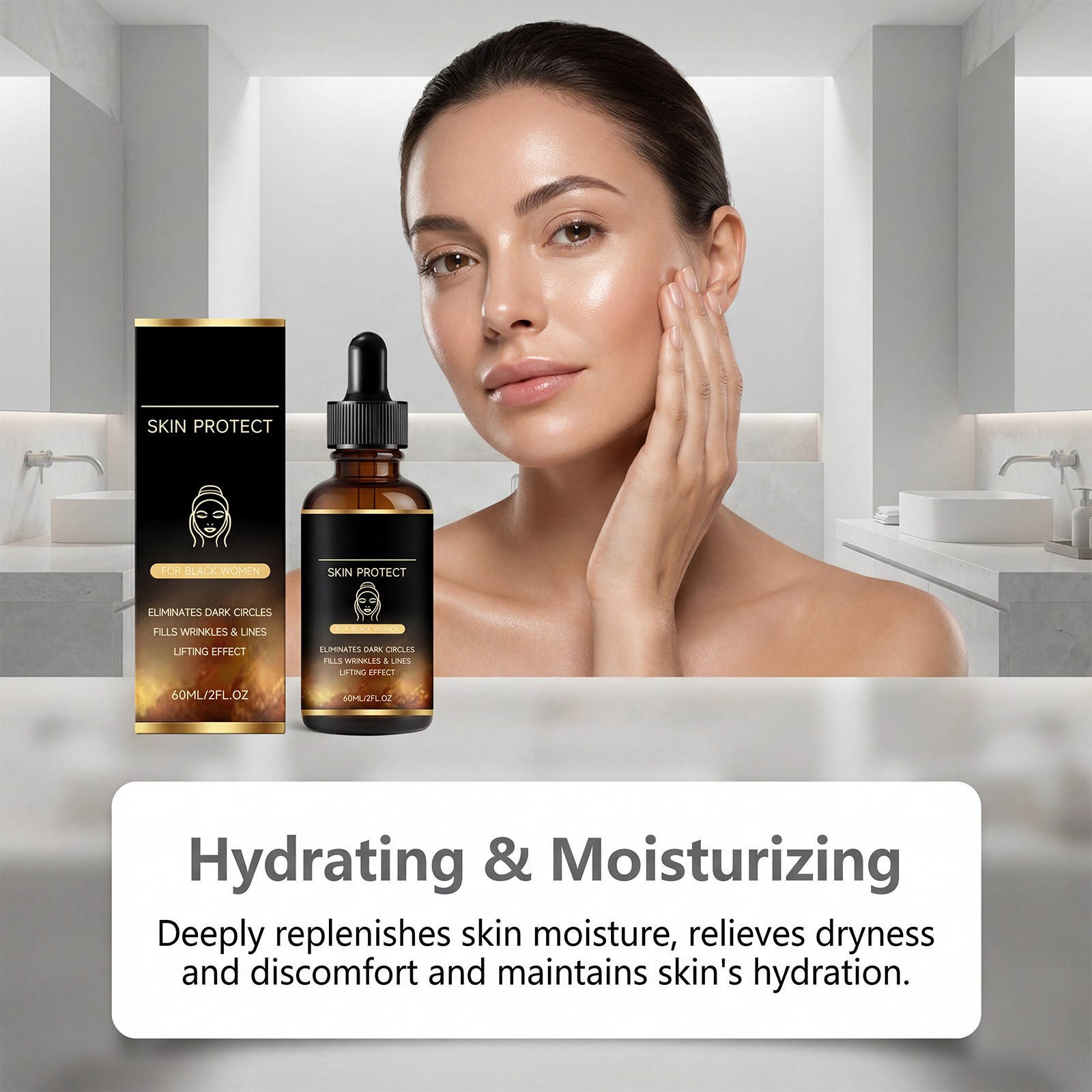 2PCS Skin Protect Serum Black Women Gentle Facial Skin Care Moisturizing Serum