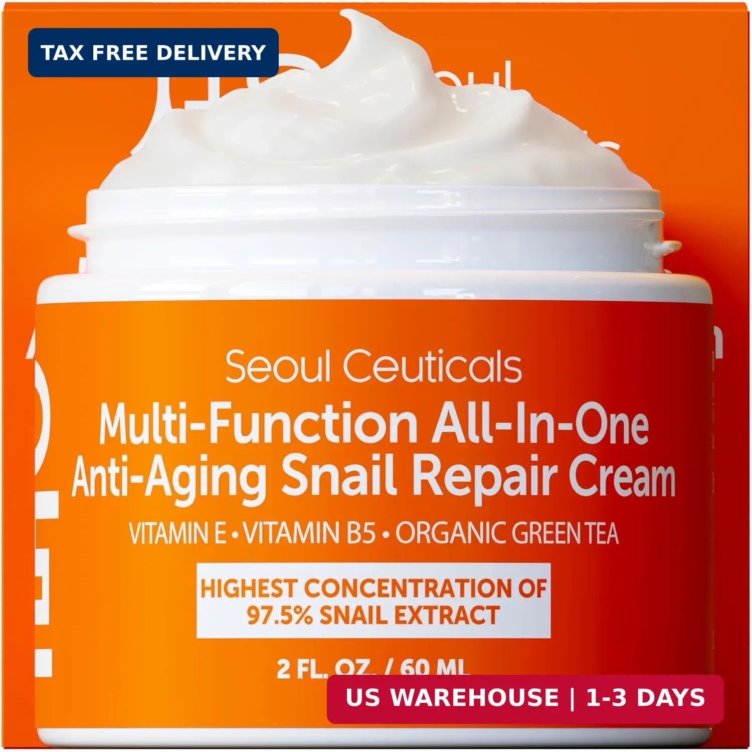 SeoulCeuticals Snail Mucin Moisturizer 97.5% – Korean Skin Care Snail Repair Cre