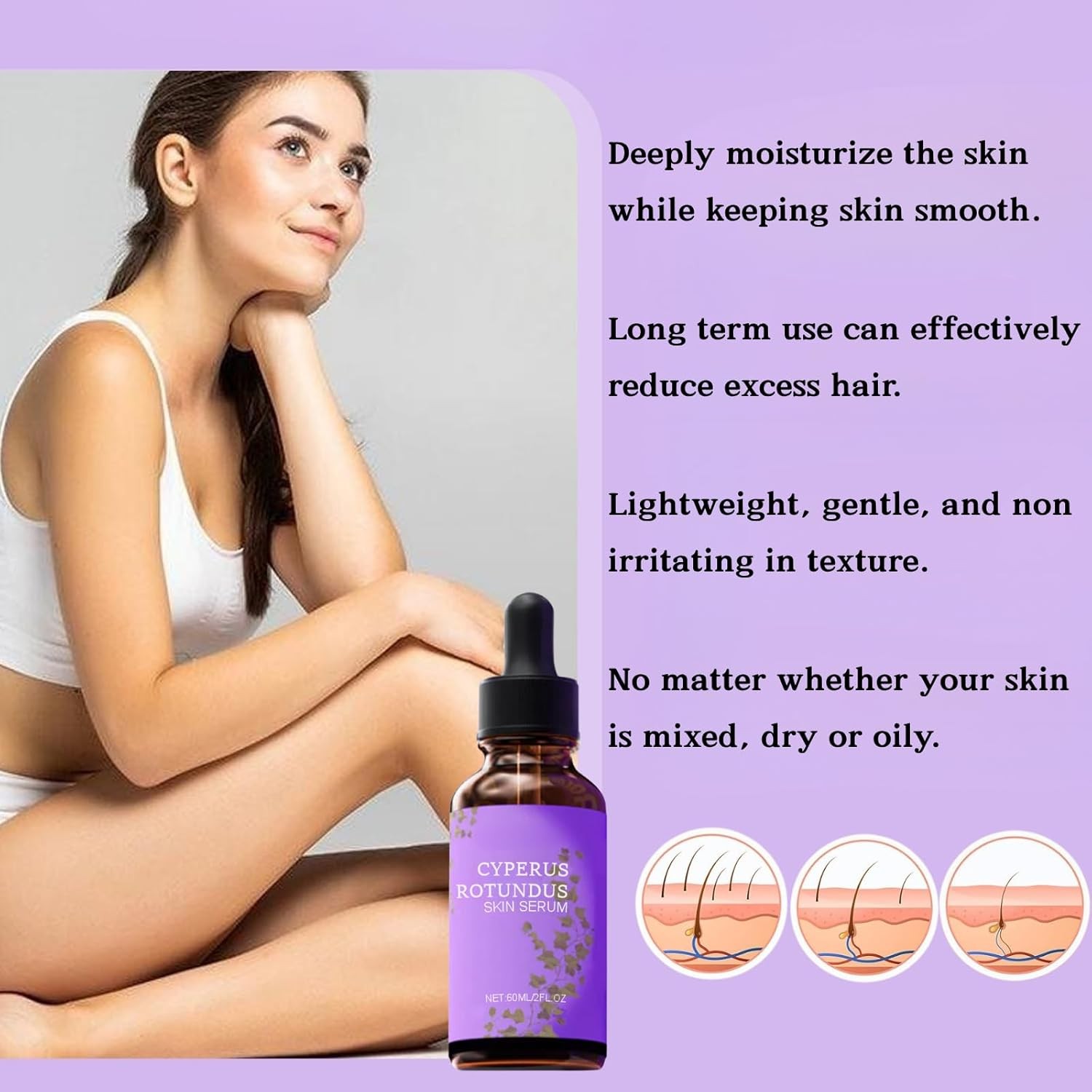 2PCS Cyperus Rotundus Skin Serum, Cyperus Rotundus Oil，Hair Removal Repair Ess