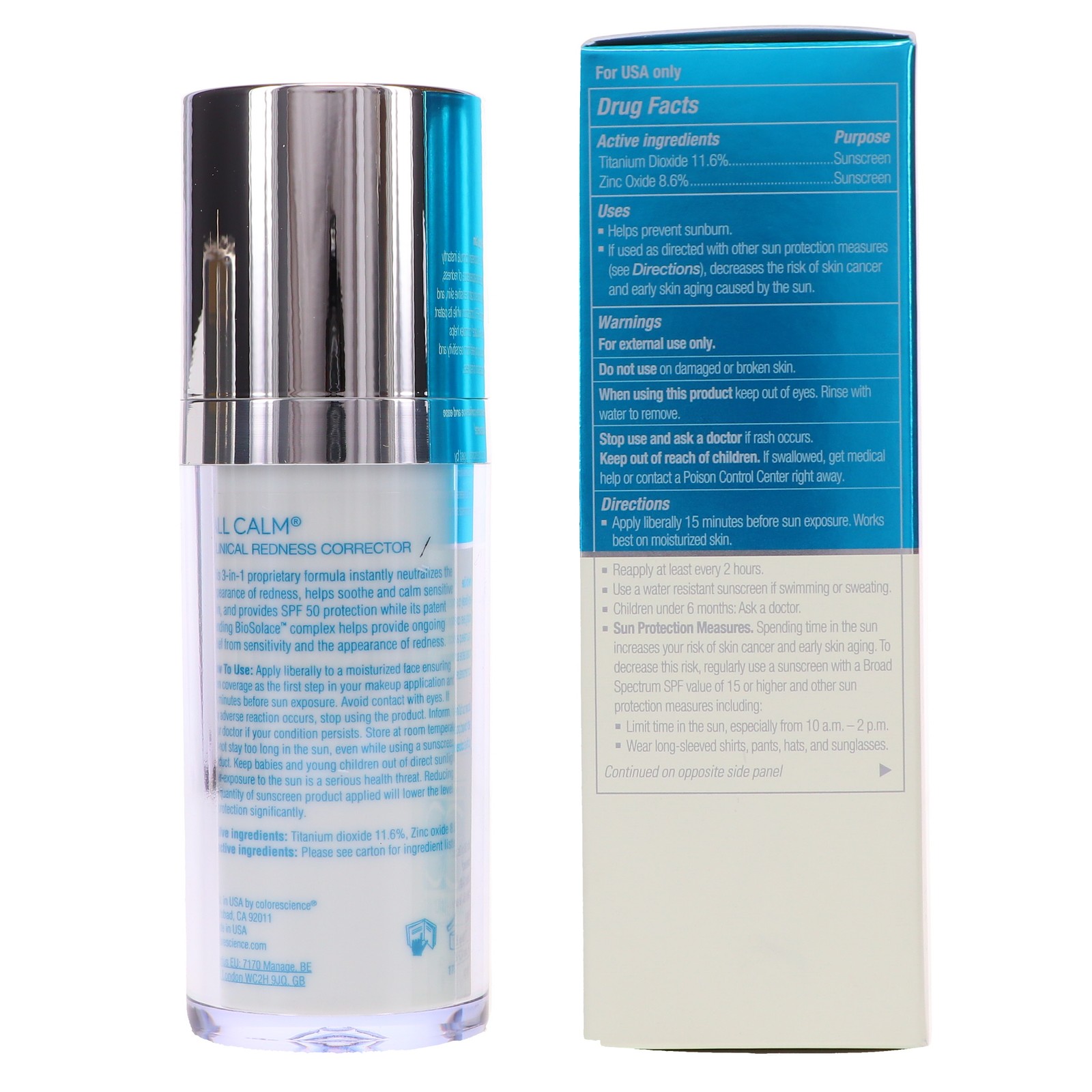 Colorescience All Calm Clinical Redness Corrector SPF 50 Broad Spectrum 1 oz