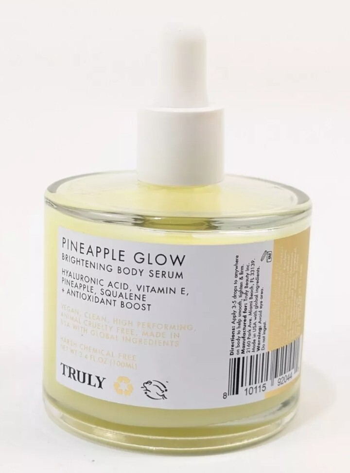 Truly PINEAPPLE GLOW Brightening Facial Serum Vegan Hyaluronic Acid 3.4oz NEW