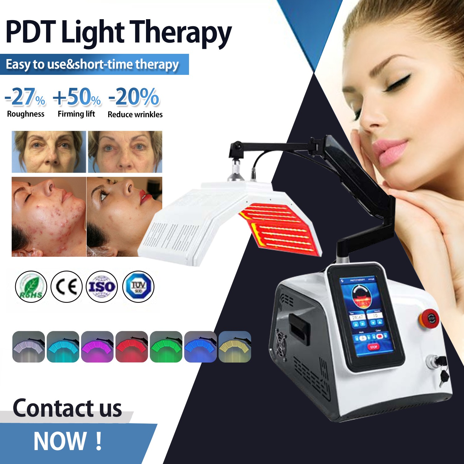 Professional 7 Colors LED Photon Photodynamic Light Therapy PDT Beauty Machine
