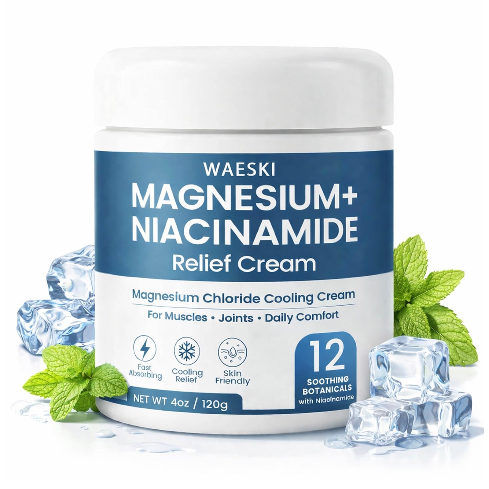 Waeski Magnesium Niacinamide Relief Cream – Magnesium Cream For Joints Leg Foot