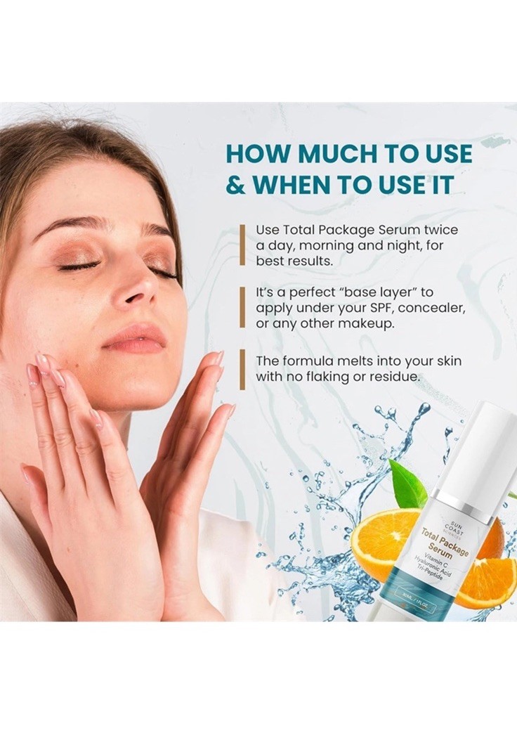 Coast Science Total Package Serum with Vitamin C and Hyaluronic Acid, 1 Ounce