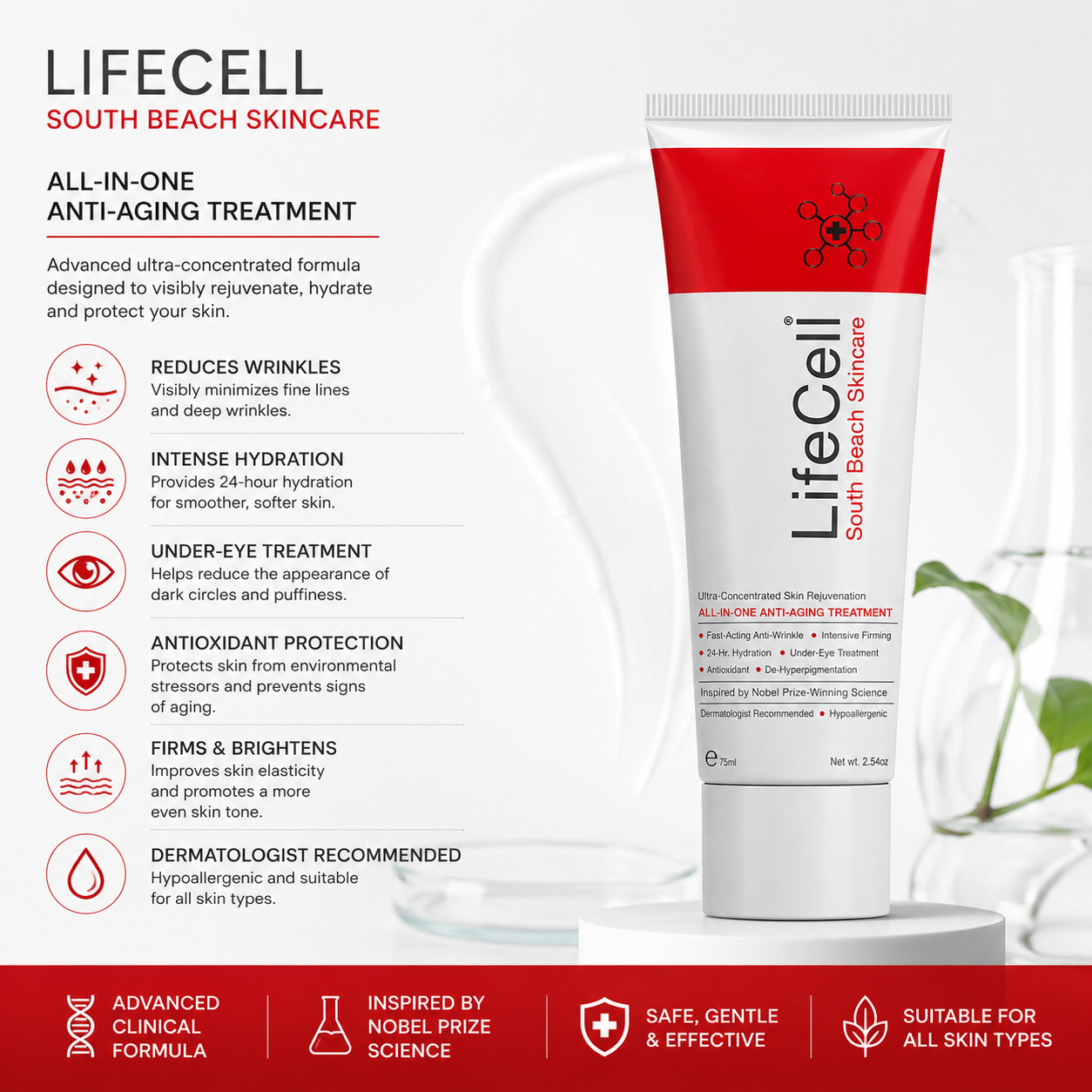 South Beach All-In-One Anti-Aging Treatment, 2.54oz – Firming & Hydrating Care