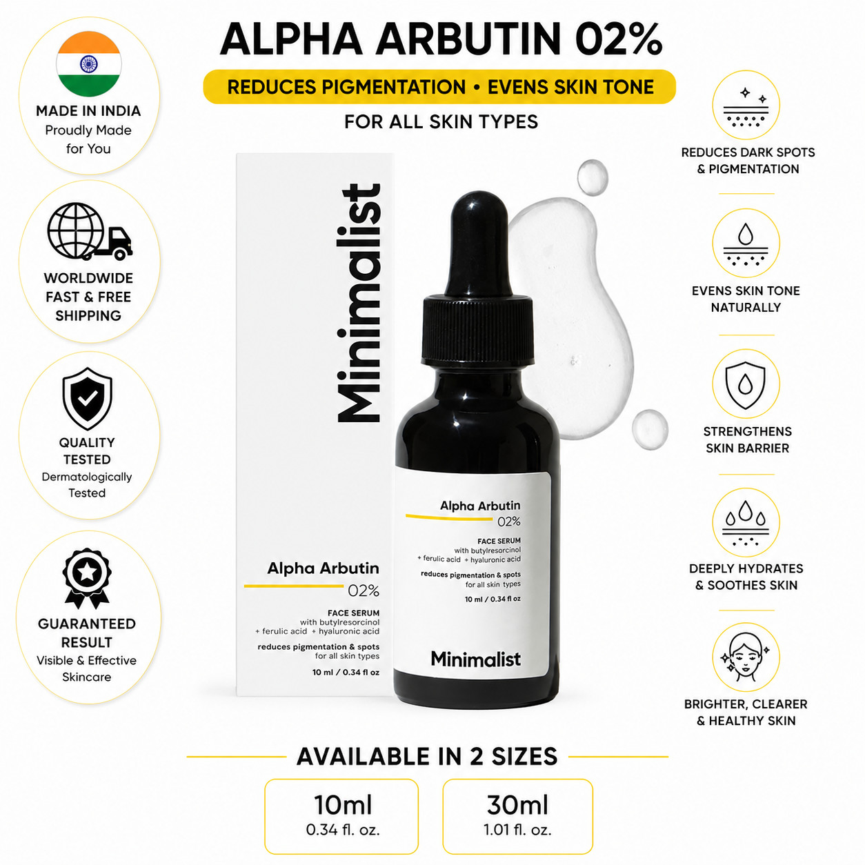 2% Alpha Arbutin + Hyaluronic Acid Hyperpigmentation Serum 30ml