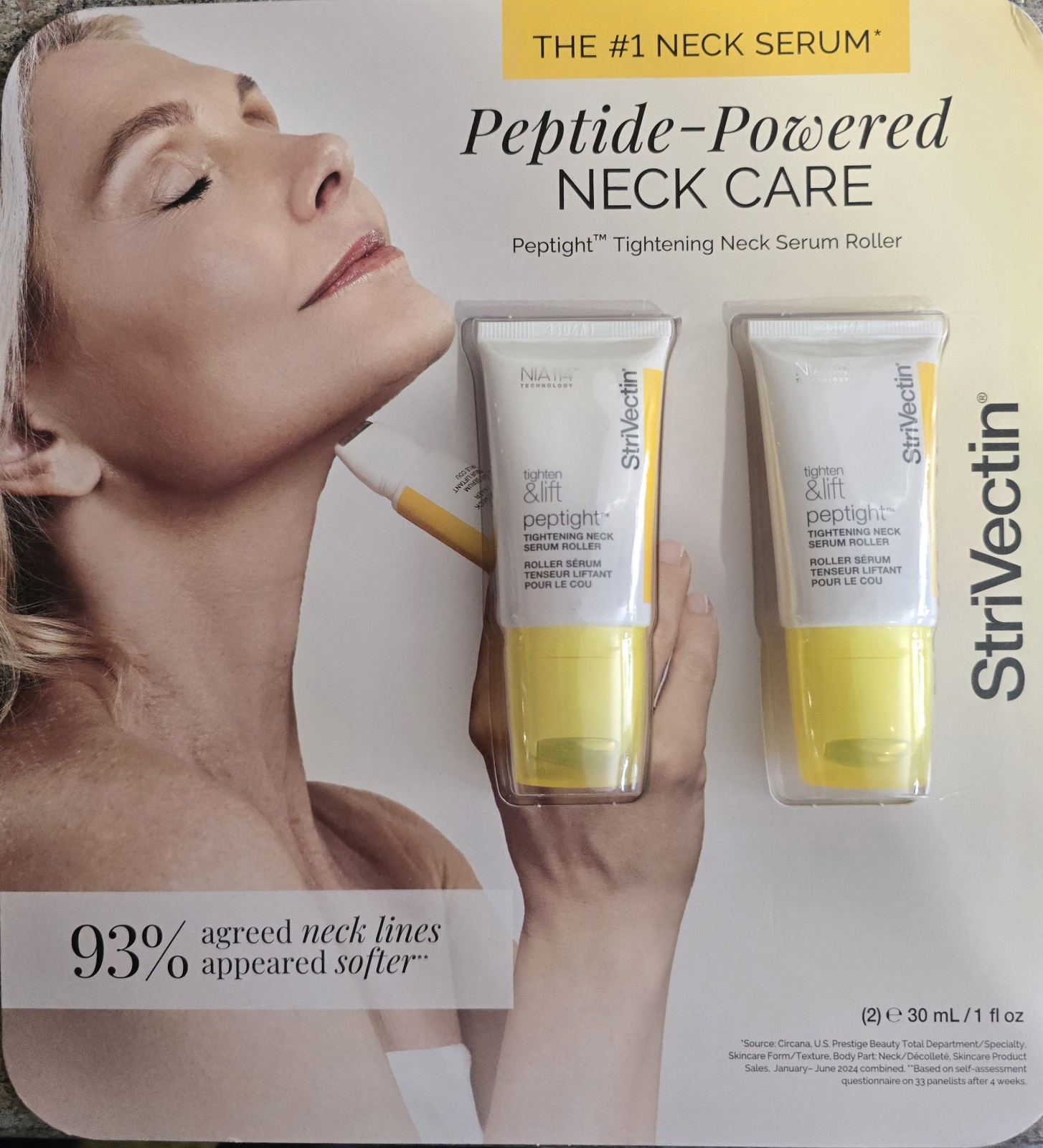 StriVectin Peptight Tightening Neck Serum Roller 2x1oz / 30mL Peptide Powered