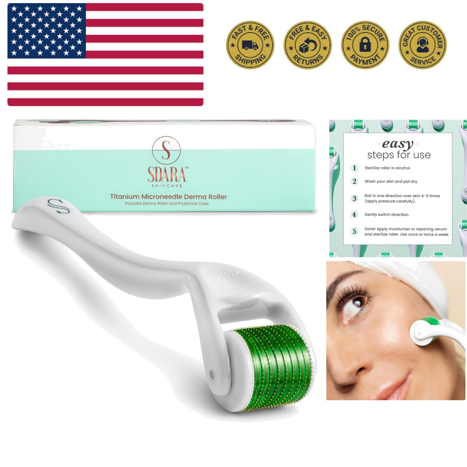 Derma Roller Microneedling Roller for Face – Includes Free Storage Case Pack …