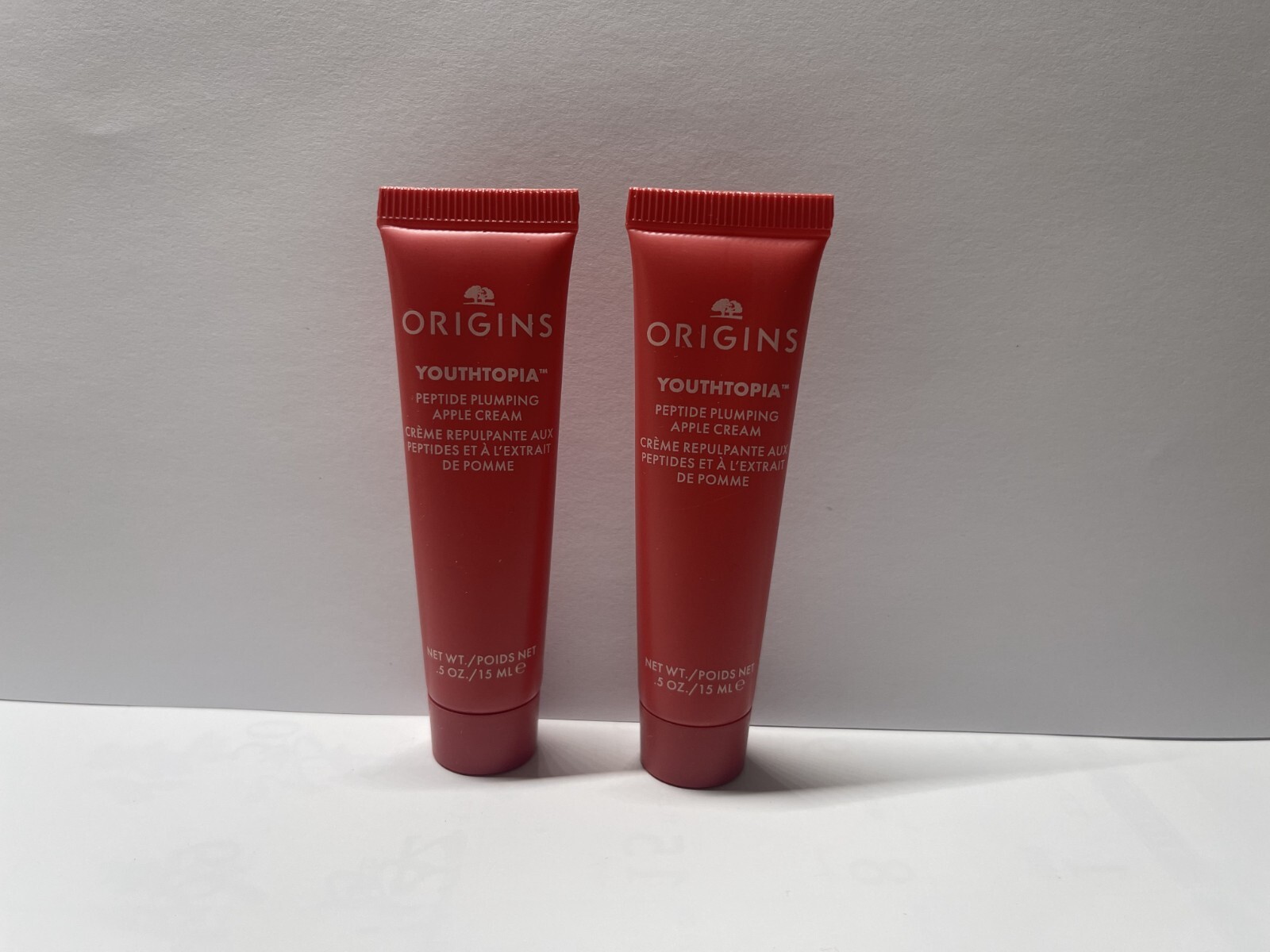 2x ORIGINS “YOUTHTOPIA” : PEPTIDE PLUMPING APPLE CREAM .5 Oz Deluxe Sample