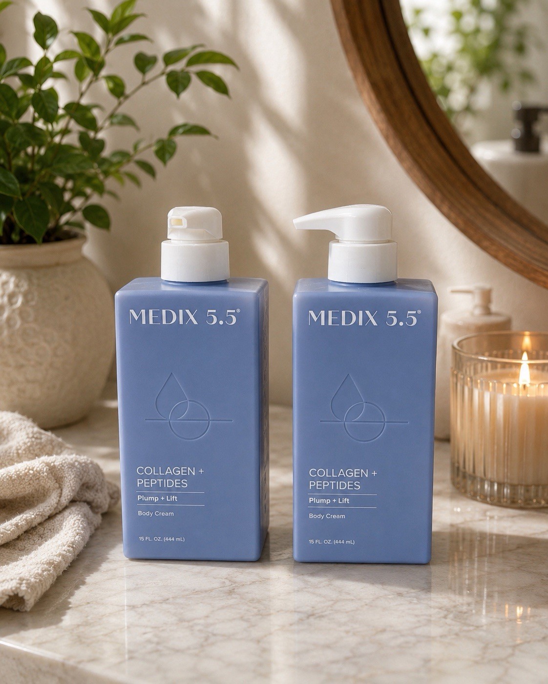 Medix Body Treatment Cream, Collagen + Peptides, 15 fl oz (444 ml) (LOT OF 2)