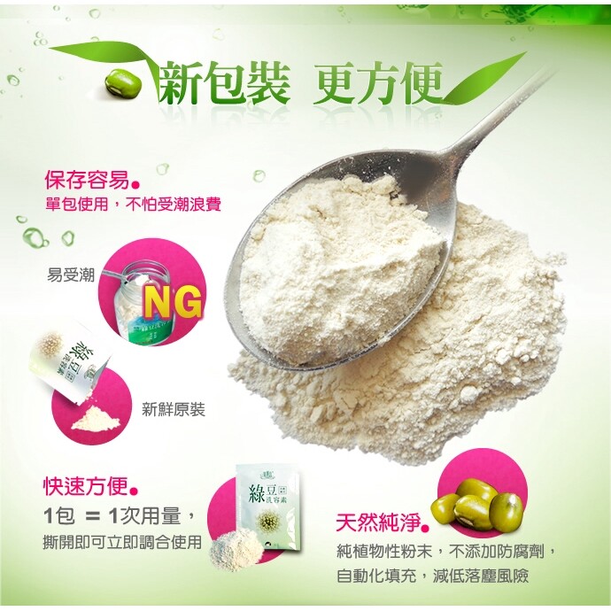 Kuan Yuan Lian – Mung Bean Facial Wash Facial Mask Powder 10g x 20