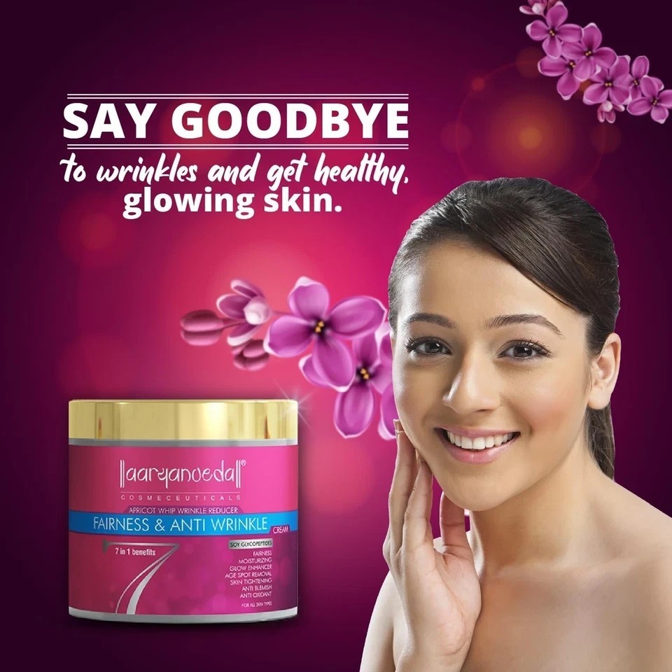 Aryanveda Fairness & Anti-Wrinkle Face Cream 90gm Summer Daily Use Unisex