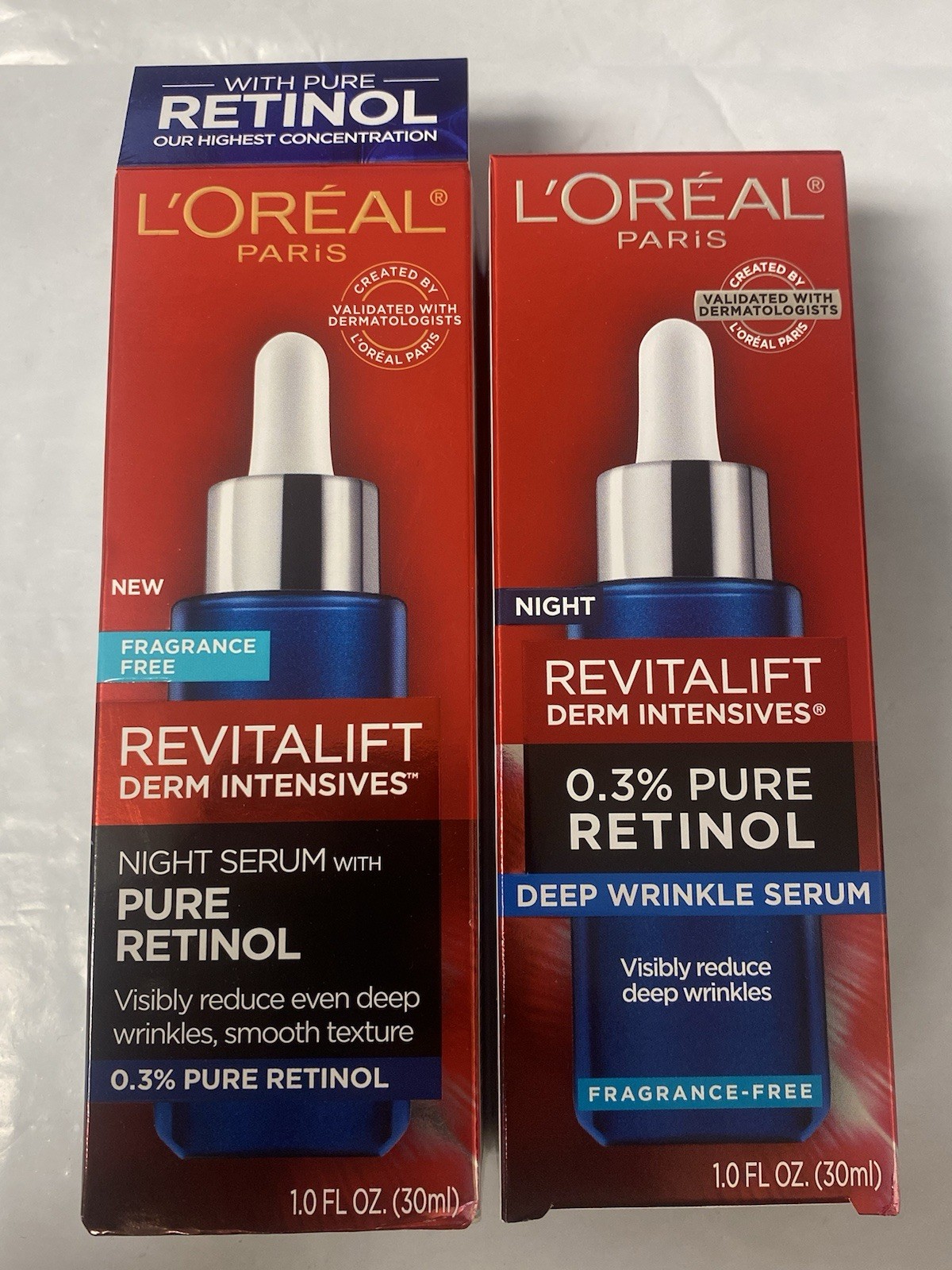 2 L’Oreal Paris Revitalift Derm Intensives Night Serum 0.3% Pure Retinol 1 oz