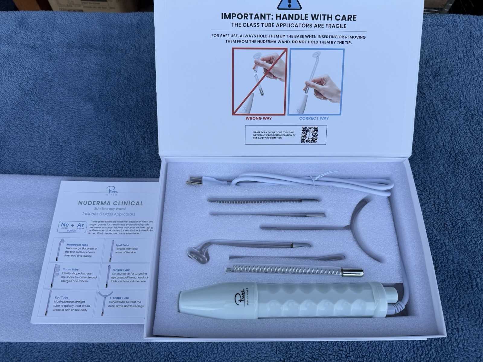 NuDerma Clinical Skin Therapy Wand With 6 Fusion Applicators – Neon & Argon