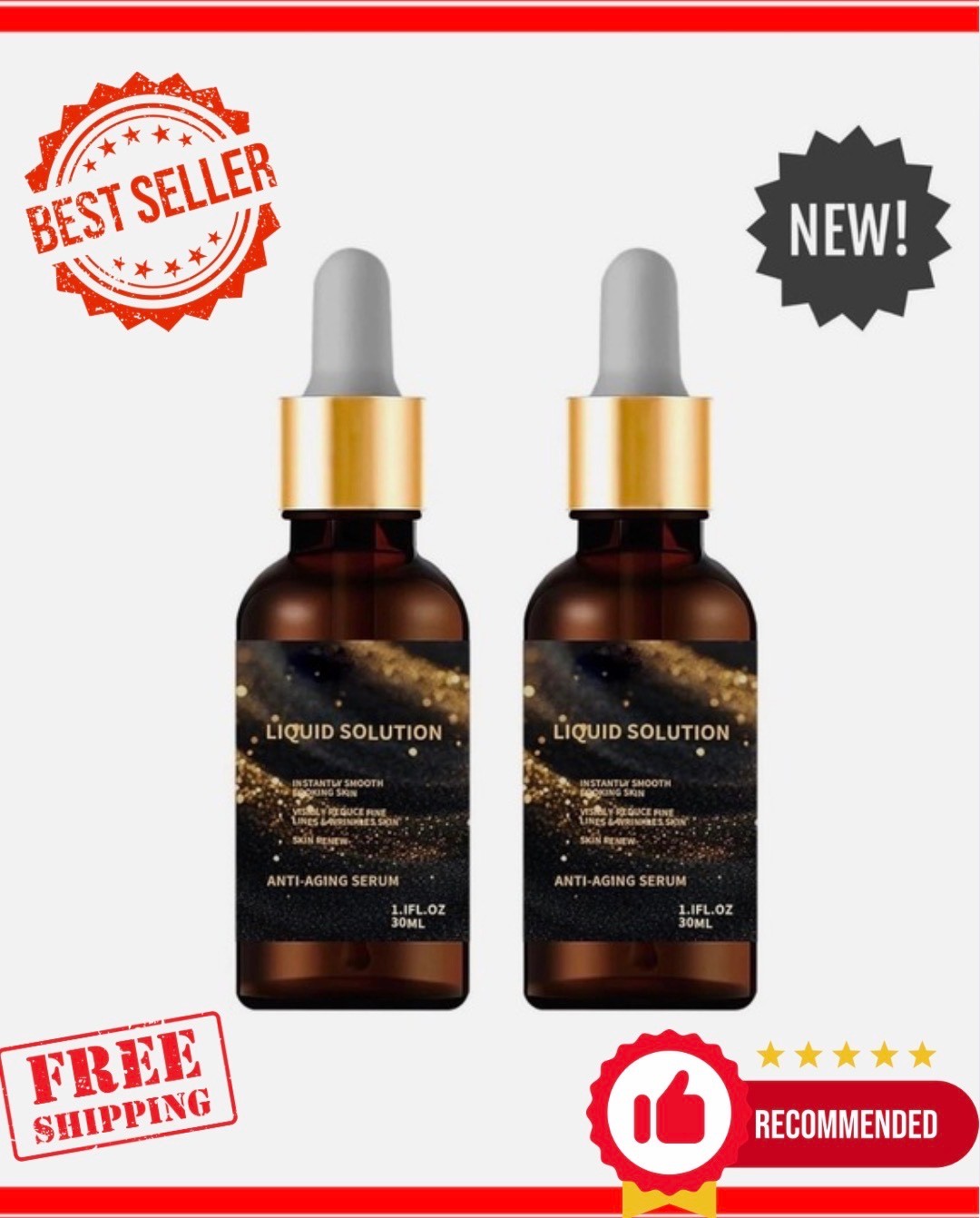 2 PCS Liquid Solution Anti Aging Serum, Intensely Firms Skin Antiaging.