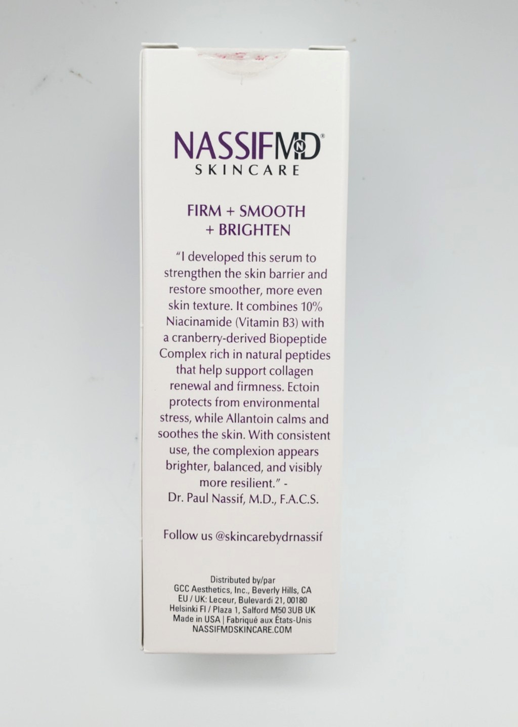 Nassif MD Niacinamide Biopeptide Serum Firm & Smooth 1 fl oz NEW In SEALED Box