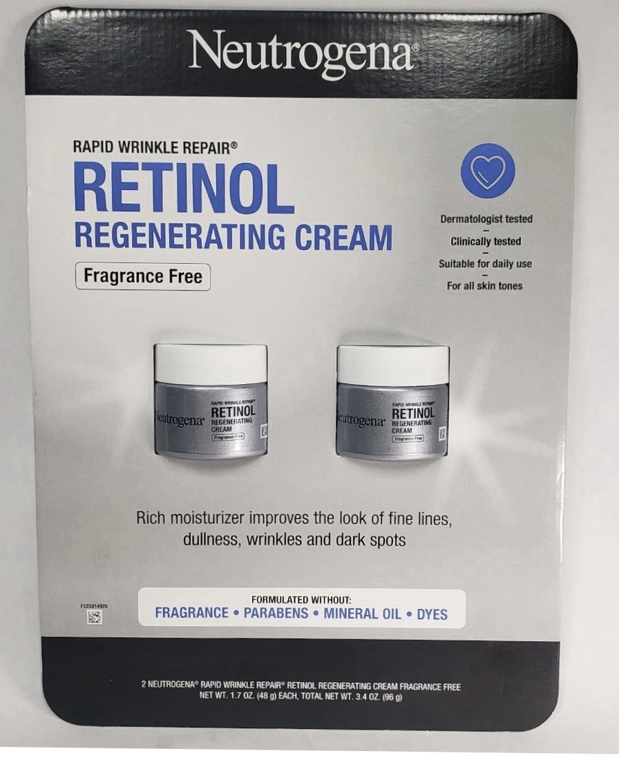 2 Pack Neutrogena Rapid Wrinkle Repair Regenerating Cream Fragrance Free 1.7oz