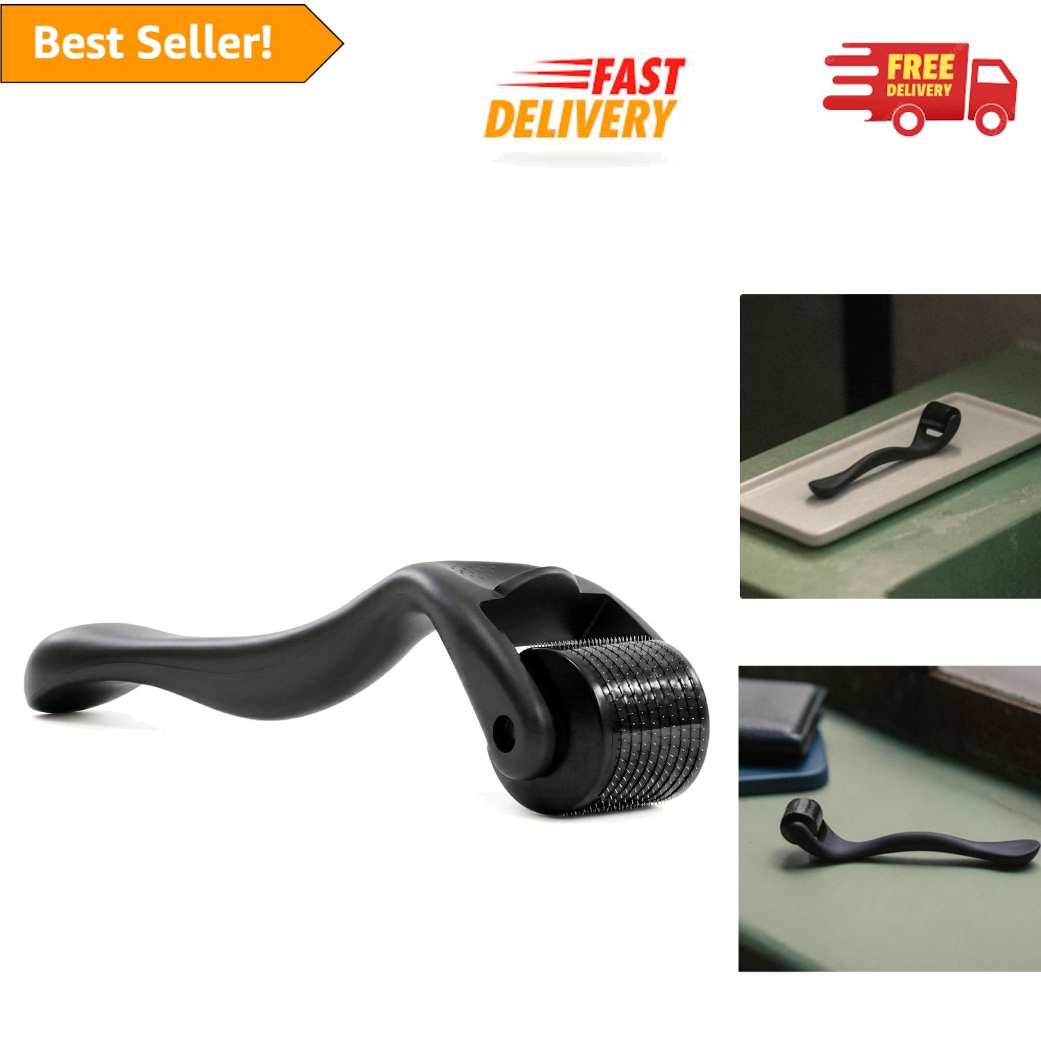 All-Black Titanium Derma Roller – Essential Beauty Tool for Daily Skincare