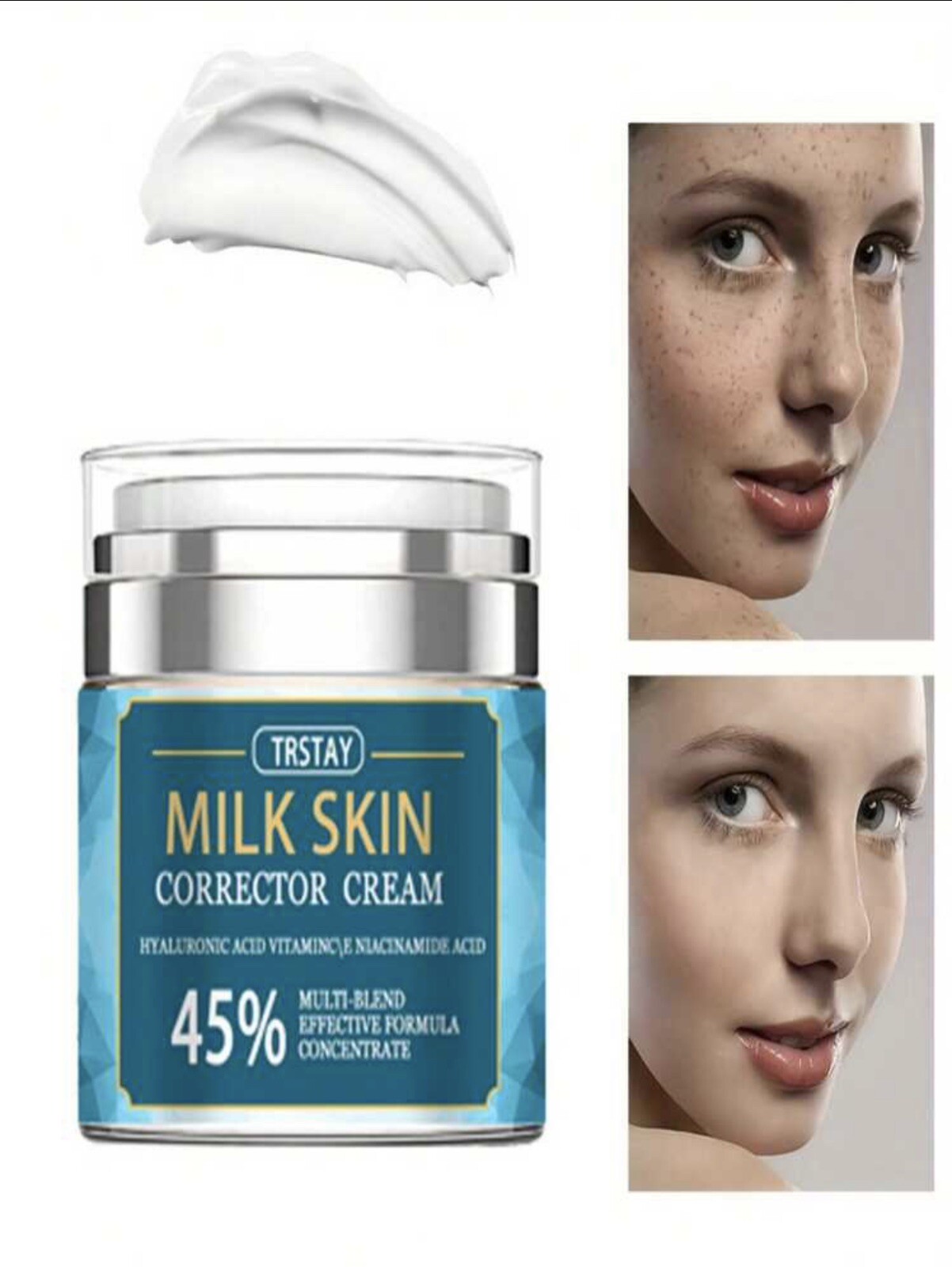 MILK SKIN CORRECTOR CREAM Hyaluronic Acid Vitamin/Amino Acid 45%