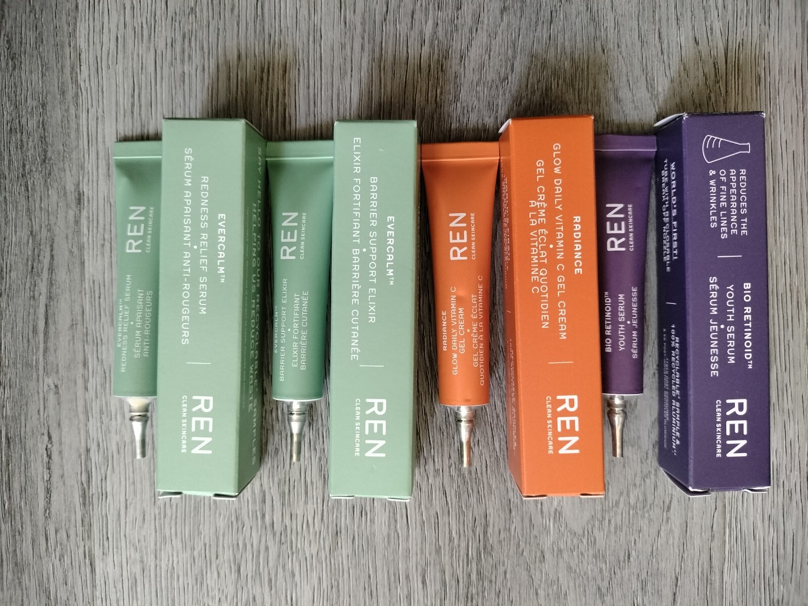 REN Bio-Retinoid Serum+Radiance Gel Cream+Evercalm Barrier Elixir+Redness Relief