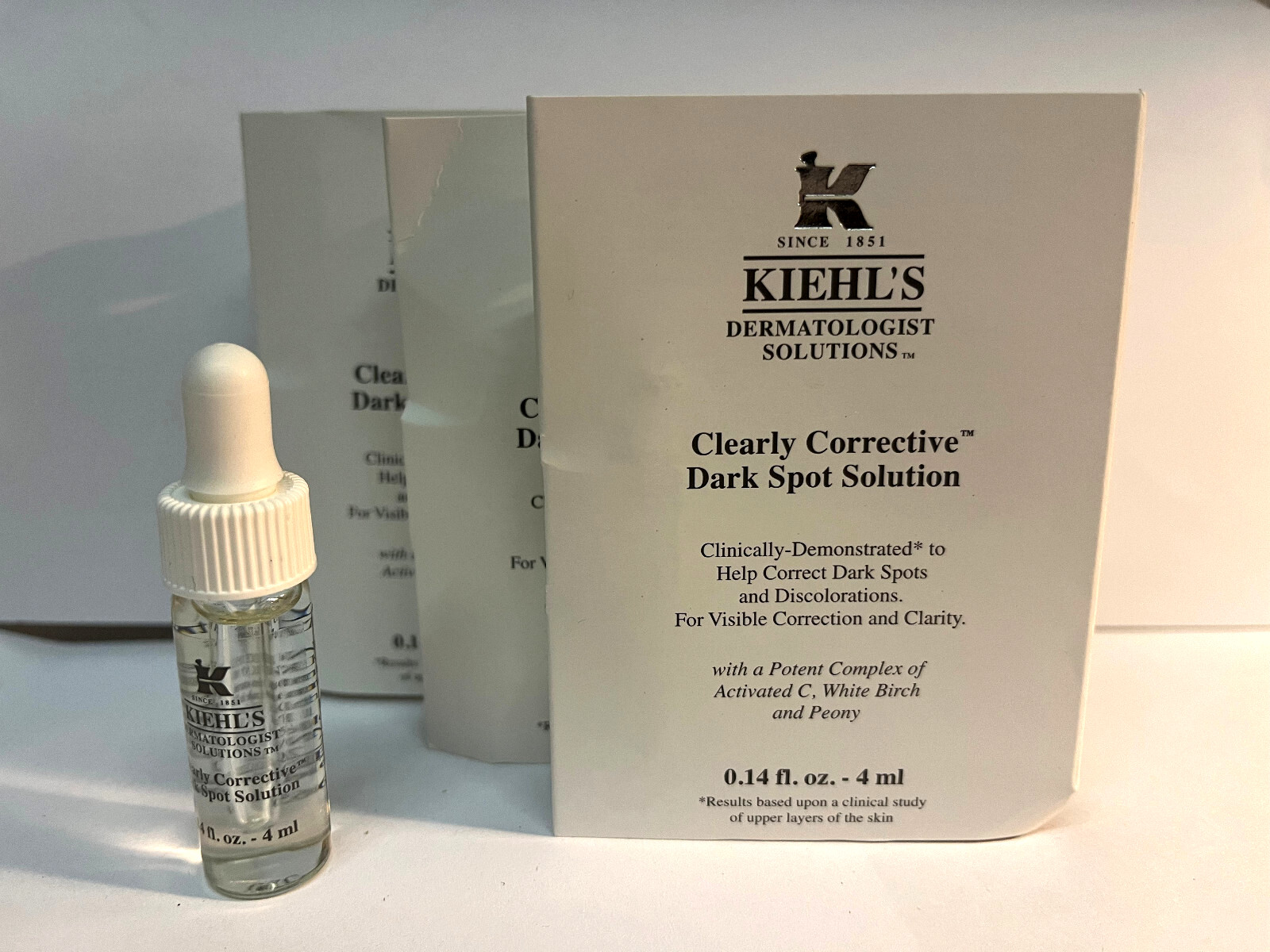 3xKiehl’s Clearly Corrective Dark Spot Solution 0.14oz/4ml Each Travel Size Vial