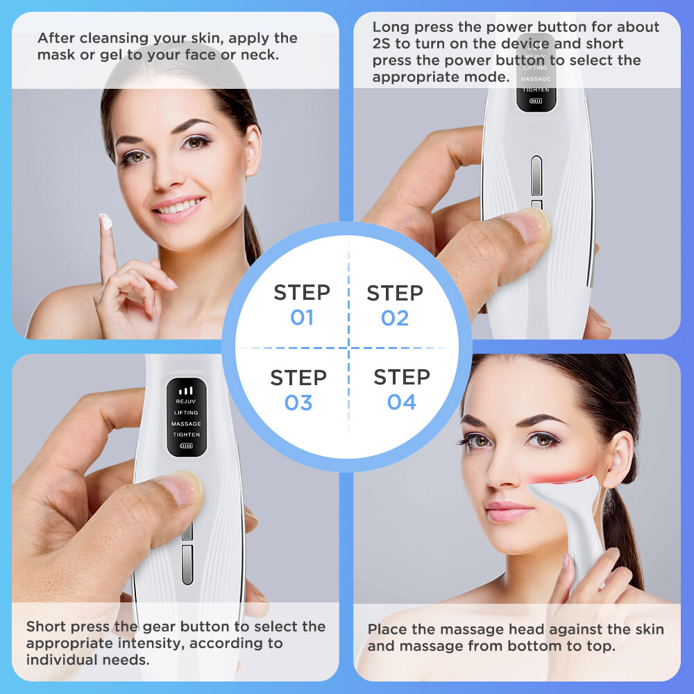 Neck Face Lifting Massager LED Light Therapy Anti-Wrinkle Skin Tightening Device