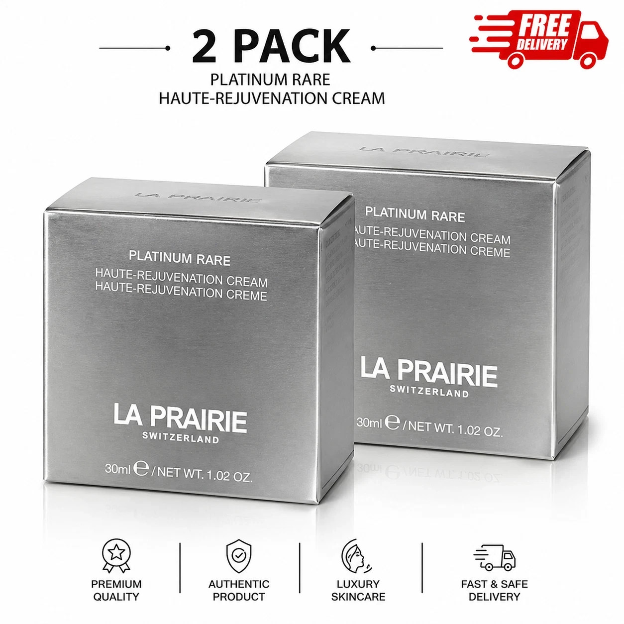 2 Pack La Prairie Platinum Rare Haute-Rejuvenation Cream 30ml New Sealed