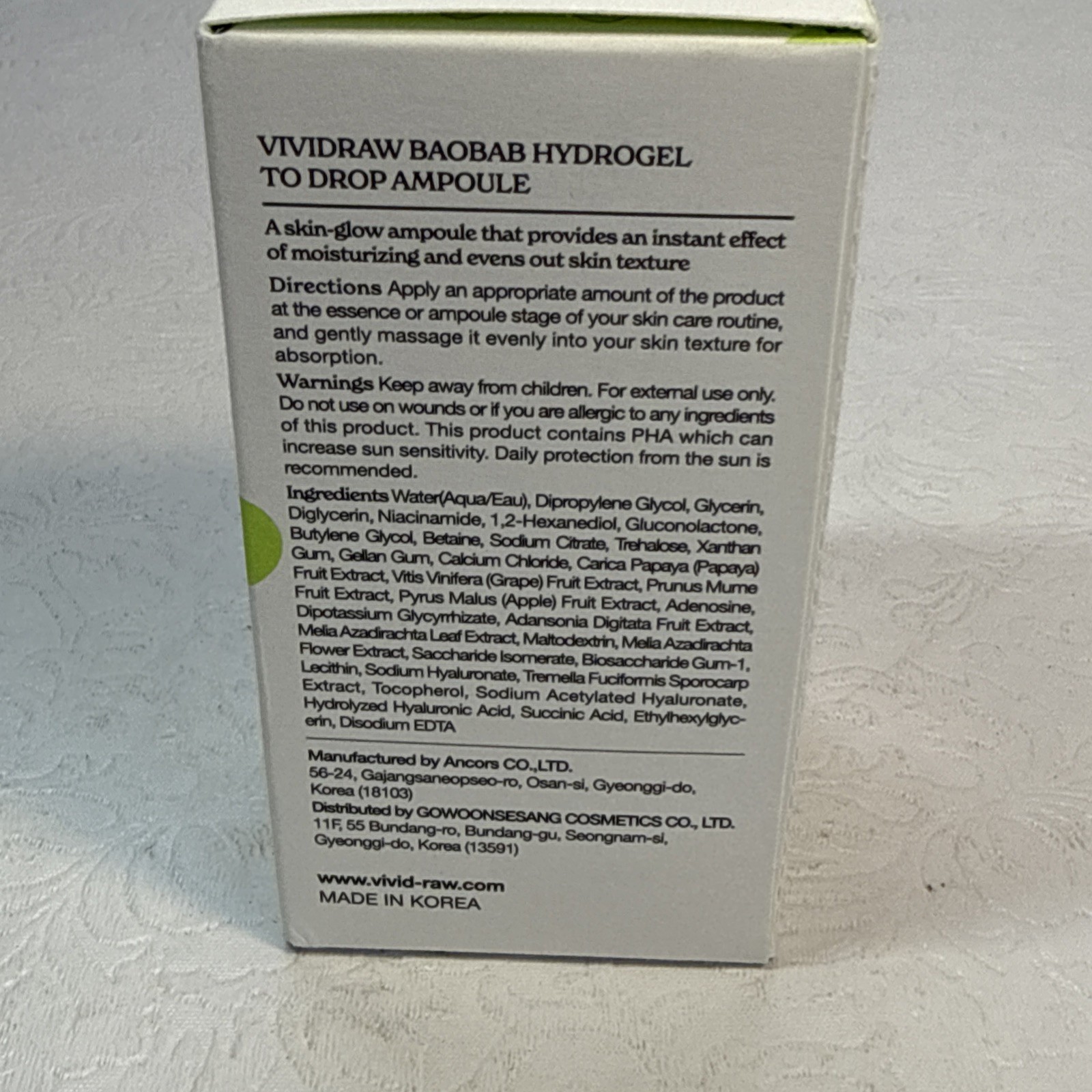 Korean Skincare Exfoliate Baobab Hydrogel Drop Ampoule Hydrating Glow K Beauty