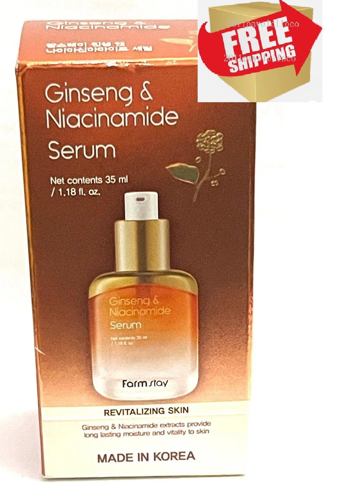 Ginseng & Niacinamide Serum extracts provide moisture and vitality by Farm Stay