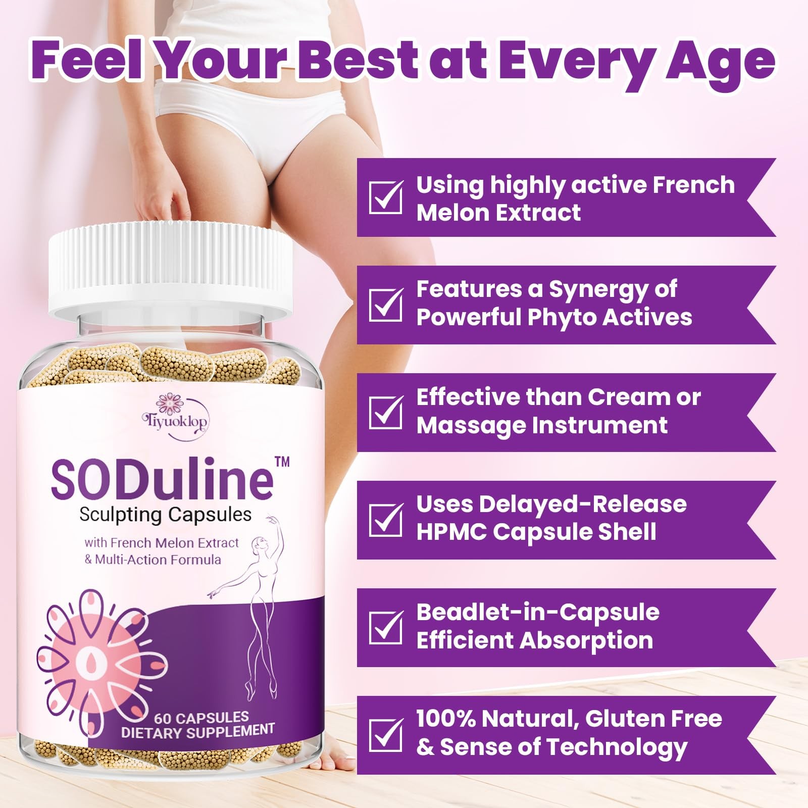 Anti Cellulite Supplement, SODuline™ Sculpting Capsules with French Melon SOD…