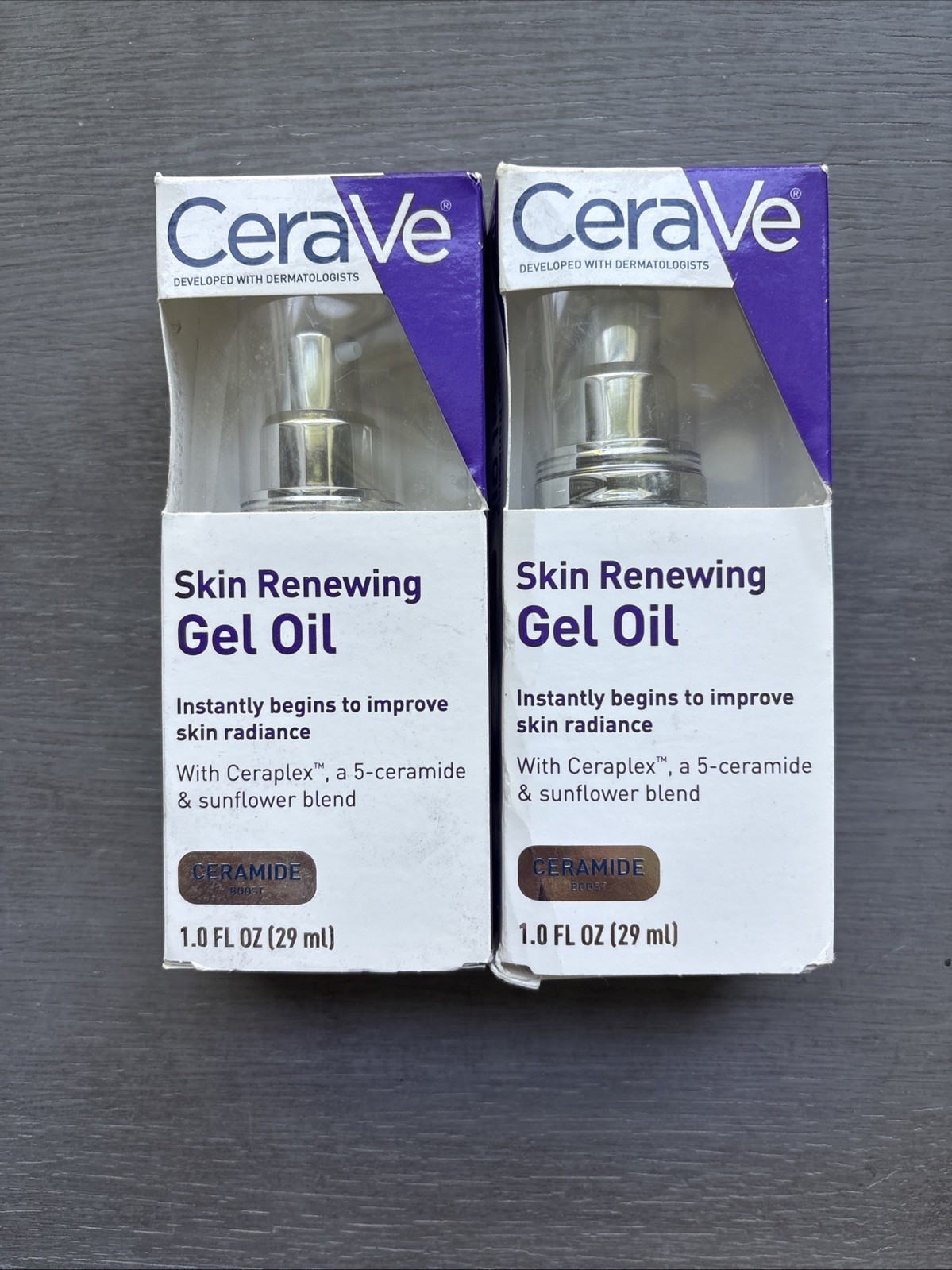 2x CeraVe Skin Renewing Gel Oil, Ceramide Boost- 1 Fl Oz Each