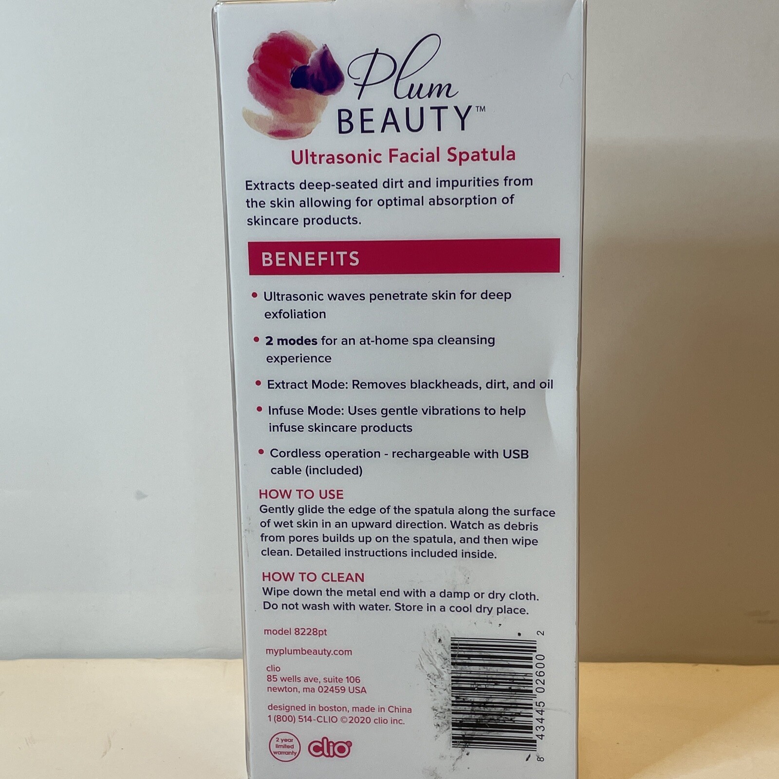 Plum Beauty Ultrasonic Facial Spatula NEW