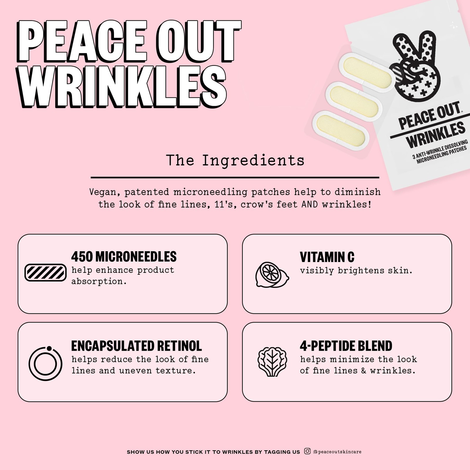 Microneedling Wrinkle Patches with Retinol, Peptides, Vitamin C, Helps Smooth…