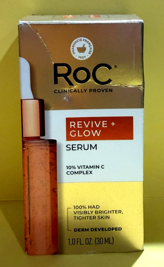 RoC Multi Correxion Revive + Glow Daily Serum Vitamin C 1 oz Damaged Box no date
