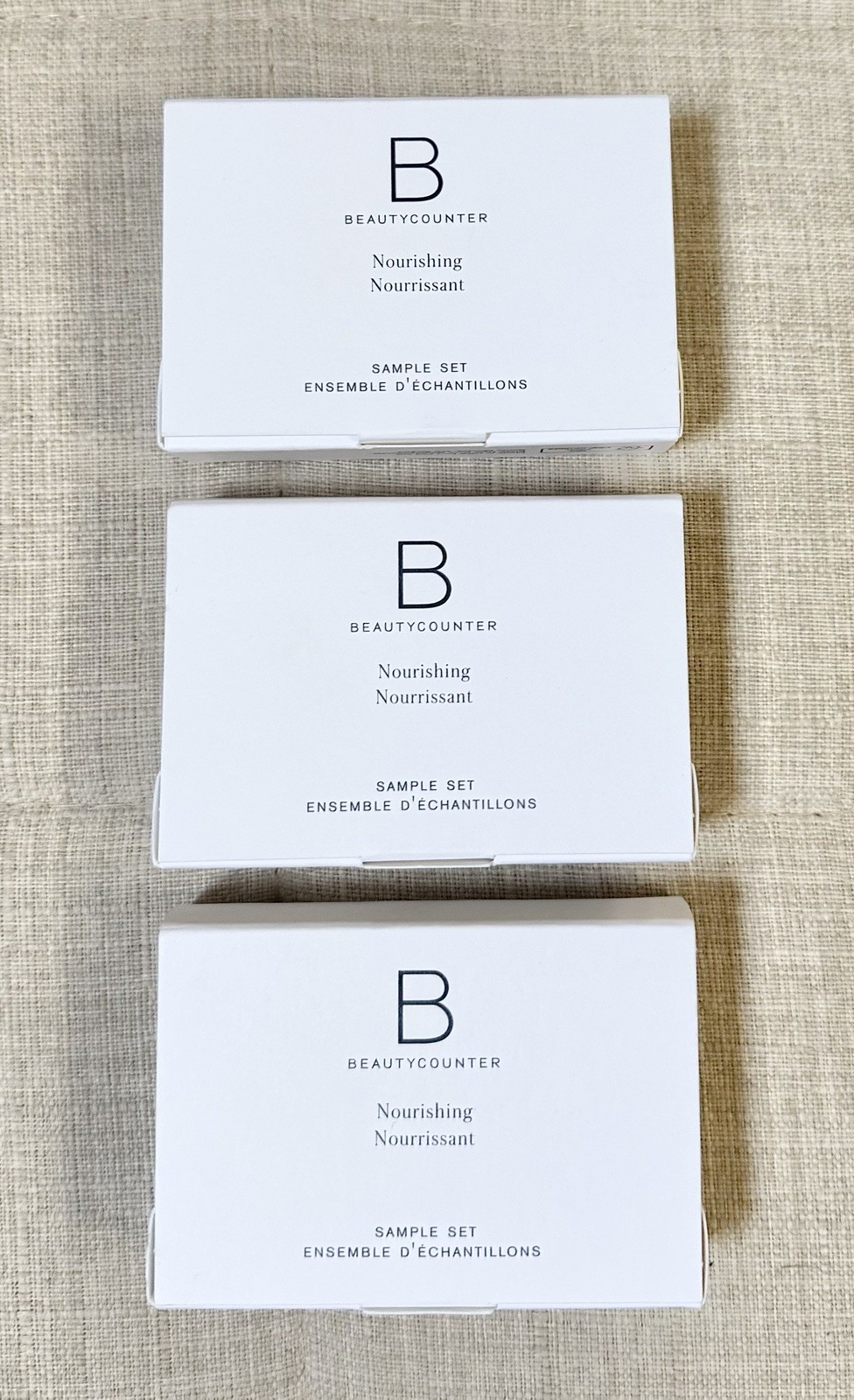 3 Beautycounter Sample Sets: Exfoliator, Eye Cream, Day & Night Cream, Cleanser
